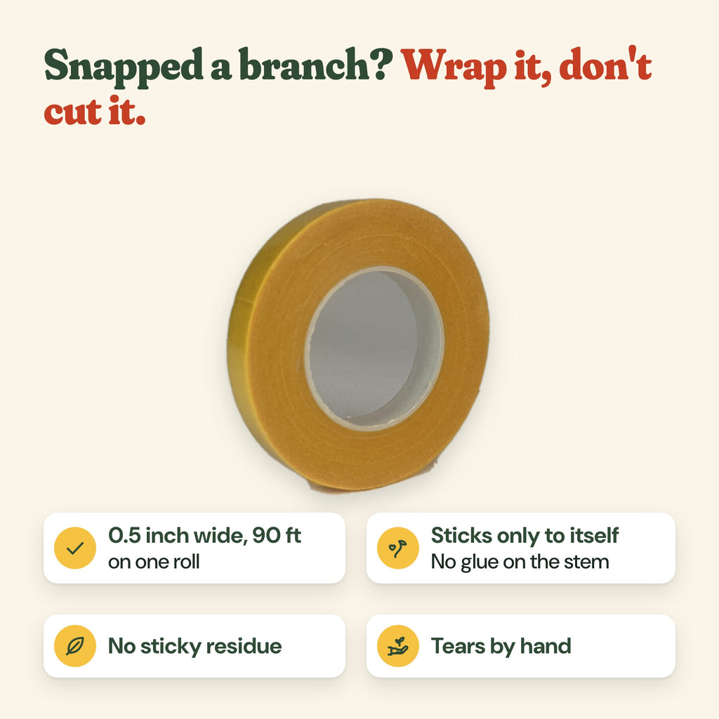 Roll of repair tape: 0.5 inch wide, 90 ft, sticks only to itself, no sticky residue, tears by hand