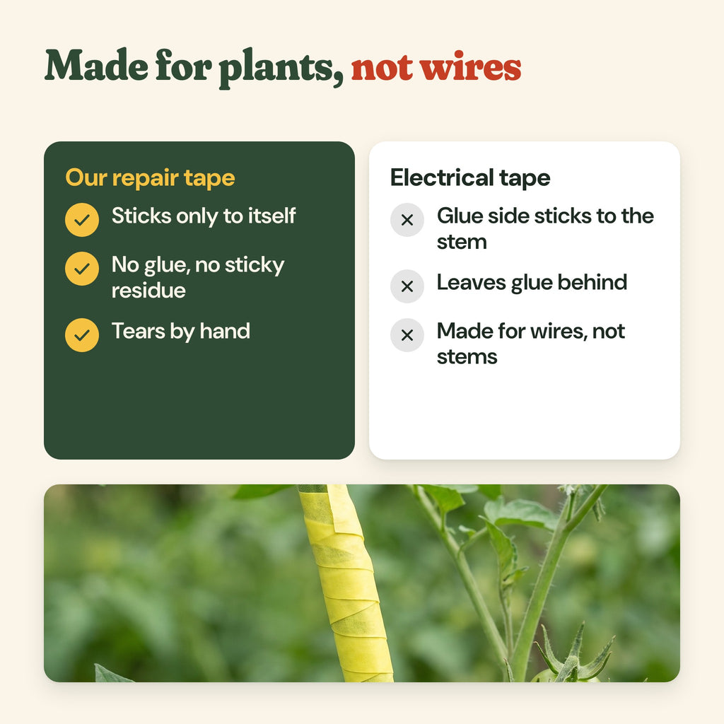 Plant repair tape compared with electrical tape